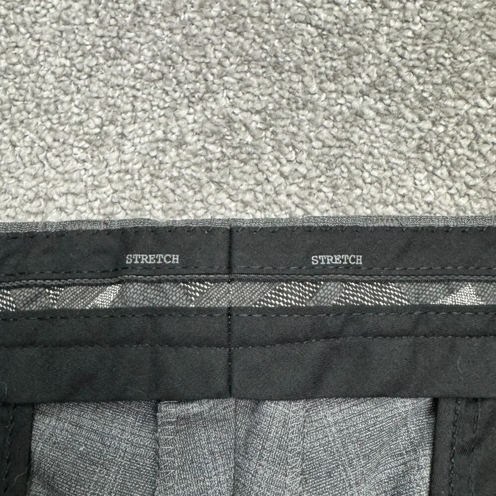 Sunwill Modern Dress Pants Mens 38L Gray Plaid Wool Blend Straight Trousers Work